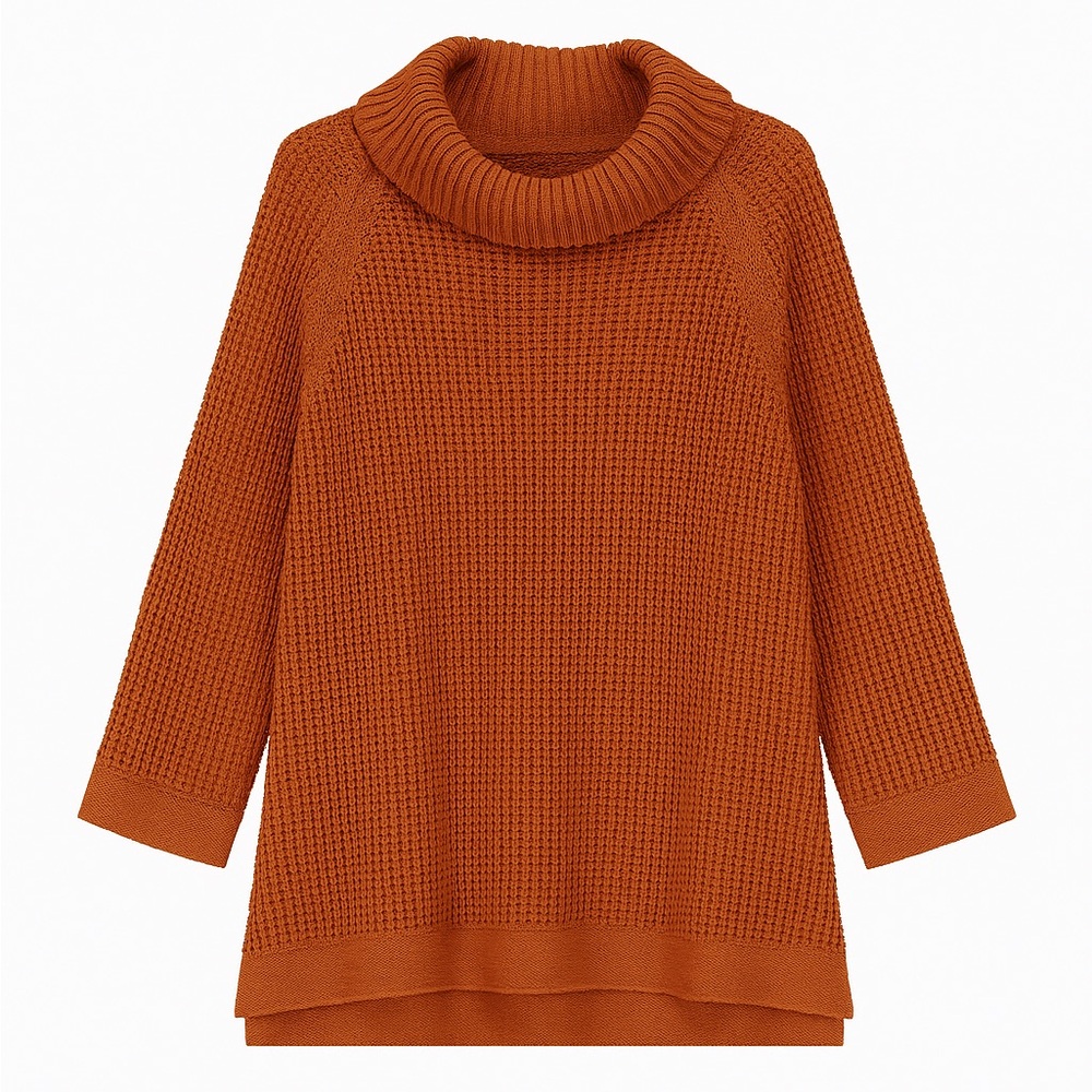 H by Halston Women's Xl Cowl Neck Tunic Long Sleeve Sweater Burnt Orange